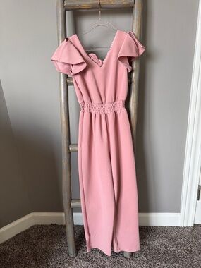 Emerald Sundae Dusty Rose Textured Jumpsuit